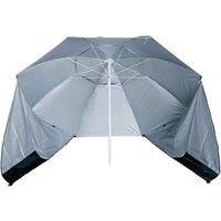 Outsunny Metal Frame Parasol Sun Umbrella Beach Shade Side Panels Canopy 7-Ft Green