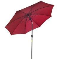 Outsunny 2.7M Patio Sun Umbrella Parasol, Tilt Shade Shelter Canopy with Crank 8 Ribs Aluminium Frame, Wine Red