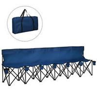 Outsunny Football 6 Seater Folding Sports Bench w/ Cup Holder & Carry Bag Blue
