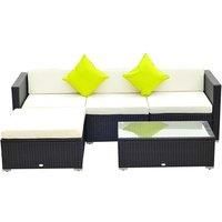 5 Pieces Rattan Sofa Set Wicker Sectional Furniture Cushion Garden Outdoor