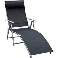 Outsunny Foldable Recliner Sun Lounger w/ 7 Levels - Black