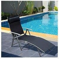 Outsunny Foldable Recliner Sun Lounger w/ 7 Levels - Black