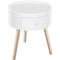 Coffee Table Furniture Bedroom Round Corner Drawer Storage Unit White Office