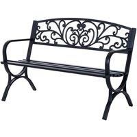 Outsunny 2 Seater Garden Vintage Metal Bench/Loveseat - Black