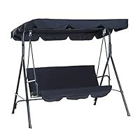 Outsunny 3 Seater Canopy Swing Chair Garden Rocking Bench Heavy Duty Patio Metal Seat w/Top Roof - Black