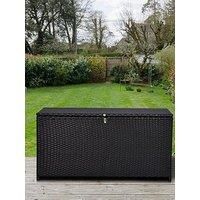 Outsunny Rattan Storage Box Outdoor Indoor Wicker Cabinet Chest Garden Furniture 118 x 54 x 59cm - Dark Brown