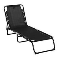 Outsunny Sun Lounger Reclining Cot Foldable Folding Garden Chair Bed Relaxer