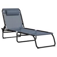 Outsunny Foldable Sun Lounger Deck Beach Reclining Seat Bed Folding Garden Chair