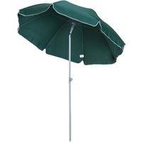 Outsunny 2.2m Beach Umbrella, Portable Parasol with Tilting Function, Outdoor Sunshade Shelter with 8 Ribs, Green