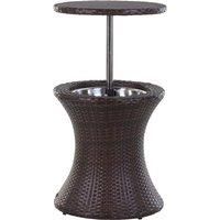Outsunny Rattan Ice Bucket Table Beer Cooler For Outdoor Patio Party Bar Garden Brown