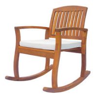Outsunny Garden Relaxing Wood Rocking Chair Porch Cushion Deck Armchair Lounge