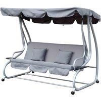 Outsunny 3 Seater Swing Chair Garden Outdoor Patio Hammock Seat Bench 2 Free Pillows Grey