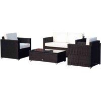 Outsunny 4 Pieces Wicker Steel Rattan Sofa Set Garden Chair Seat Furniture Patio Black