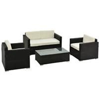 Outsunny 4PC Rattan Sofa Set Outdoor Coffee Table Chair Wicker Garden Furniture