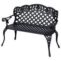 Outsunny Garden Bench Park Chair Cast Aluminium Outdoor 2seater Outdoor Black