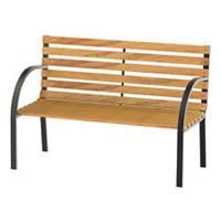 Outsunny 2 Seater Garden Bench Metal Wooden Slatted Seat Backrest Patio Chair