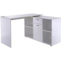 HOMCOM Modern L-Shaped Computer Desk, Laptop PC Corner Table, Home Office Workstation with Spacious Storage, White