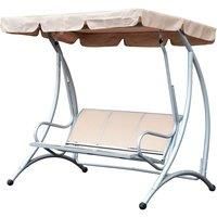 Garden Swing Chair Patio Hammock 3 Seater Seat Bench Adjustable Canopy Beige