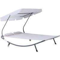 Double Hammock Sun Lounger Bed Shelter Shade Canopy Adjustable 2 Pillows