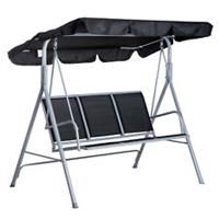 Outsunny Metal Swing Chair Garden Hammock 3 Seater Patio Bench Canopy Lounger