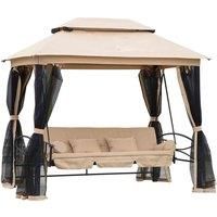 Alfresco 3 Seater Swing With Cushions, Beige