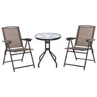 Outsunny Patio Bistro Set Folding Chairs Garden Coffee Table Texteline Furniture