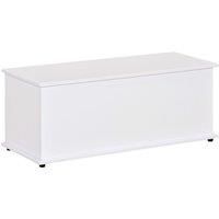 HOMCOM Wooden Storage Box Clothes Toy Chest Bench Seat Ottoman Bedding Blanket Trunk Container with Lid - White