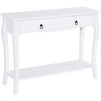 HOMCOM Console Table Modern Sofa Side Desk with Storage Shelves Drawers for Living Room Entryway Bedroom Ivory White
