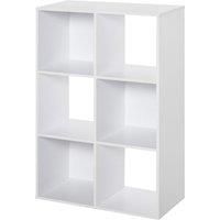 HOMCOM 3-tier 6 Cubes Storage Unit Particle Board Cabinet Bookcase Organiser Home Office Shelves White