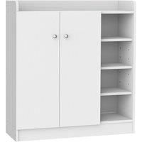 HOMCOM Shoe Storage Cabinet Home Hallway Furniture 2 Doors w/Adjustable 4 Shelves Cupboard Footwear Rack Stand Organiser White
