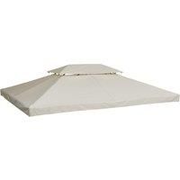 Outsunny 3 x 4m 2 Tier Gazebo Roof Top Replacement Canopy Pavilion Cover - Cream White(Without Frame)