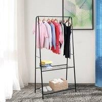 A Shaped Clothes Rack Garment Hanger Stand Hanging Rail 2-tier Shelving Metal