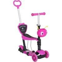 HOMCOM 5-in-1 Kids Toddler 3 Wheels Mini Kick Scooter Push Walker with Removable Seat & Back Rest for Girls and Boys Pink