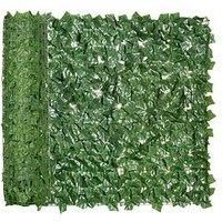 Outsunny Artificial Leaf Hedge Screen Fence Garden Panel Privacy 3x1m Dark Green