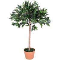 Outsunny 3ft Artificial Olive Tree Indoor Plant Greenary for Home Office Potted in An Orange Pot