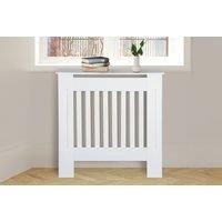 HOMCOM MDF White Painted Radiator Cover Slatted Cabinet Shelving Display Horizontal Style Modern Piece 172L x 19W x 81H cm