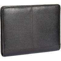 Real Leather Folio Bag Zip Around Folder File A4 Paper Ring Binder Underarm Bag