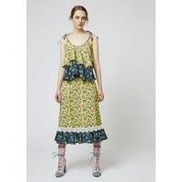 Crepe Ditsy Frill Hem Midi Skirt