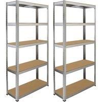 2 x Steel Shelving Heavy Duty Metal Boltless Storage Garage Shelf 5 Tier Bays