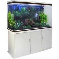MonsterShop Fish Tank Aquarium & Starter Accessories, White Cabinet, Black