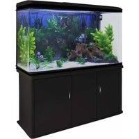 Fish Tank Aquarium Black Cabinet Complete Set Up Tropical Marine 300 Litre 4ft