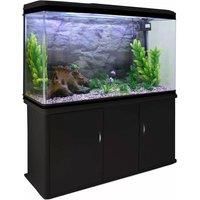 Fish Tank Aquarium Cabinet Black 300L 65 Gal LED Natural Gravel + Ornaments