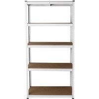 5-tier White Racking Units Heavy Duty Storage Shelf Garage Warehouse Shed