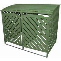 Double Wheelie Bin Storage Wooden Store Cover Garden Rubbish Dustbin Shed Green