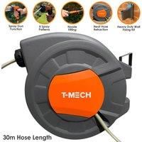 Retractable Hose Pipe Wall-Mounted Auto Rewind Garden Watering Spray Pipe 20/30m