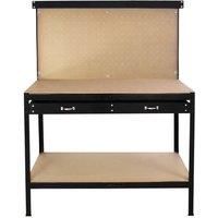 Workbench With Pegboard Drawer Tool Garage Storage Heavy-Duty Steel Workshop DIY