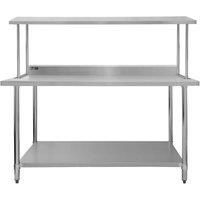 Catering Bench With Single Over-shelf Heavy Duty Kitchen Work Table Stainless
