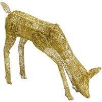 Light Up Grazing Doe Reindeer Gold Christmas Decor Outdoor Indoor Party