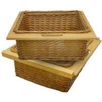 Pull out wicker baskets kitchen storage larder base unit & solid beech runners