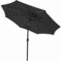 2.7m LED Tilt Parasol Umbrella Garden Sun Shade Patio Crank Solar Powered Lights